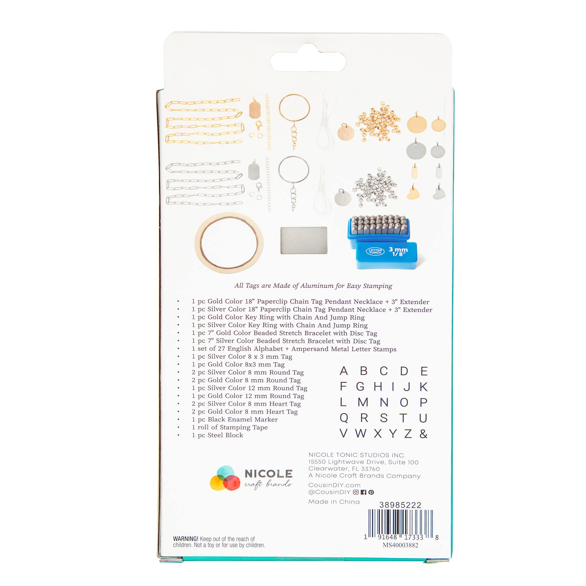 CousinDIY Stamp & Go Jewelry Metal Jewelry Stamping Kit